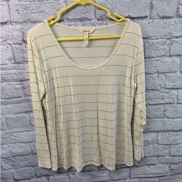 Matilda Jane Shirt Womens‎ Medium Cream Sparkle Gold Striped Long Sleeve Scoop - Picture 1 of 5